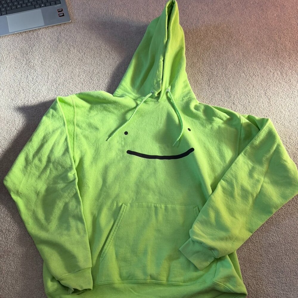 Hanes Neon Green Smiley Face Hoodie – Size Medium